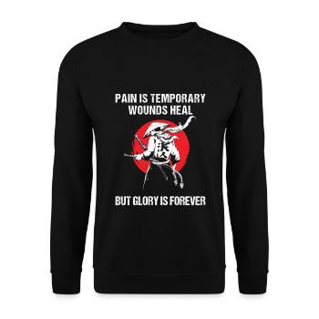 La douleur est des blessures temporaires guérit mais la gloire est éternelle - Sweat-shirt Unisexe - noir - Devant - Alina (178cm) & Michal (187cm)