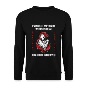 La douleur est des blessures temporaires guérit mais la gloire est éternelle - Sweat-shirt Unisexe - noir - Devant - Alina (178cm) & Michal (187cm)