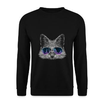 Fuchs mit Kopfhörer und cooler Equalizer Brille - Unisex Pullover - Schwarz - Vorne - Alina (178cm) & Michal (187cm)