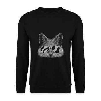 Fuchs mit Kopfhörer und cooler Equalizer Brille - Unisex Pullover - Schwarz - Vorne - Alina (178cm) & Michal (187cm)