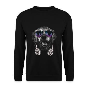 Dog with headphones and cool music glasses - Unisex Sweatshirt - black - Front - Alina (178cm) & Michal (187cm)