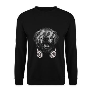 Dog with headphones and cool music glasses - Unisex Sweatshirt - black - Front - Alina (178cm) & Michal (187cm)