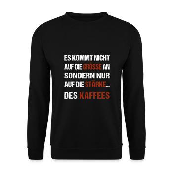 es kommt nicht auf die Größe an sondern stärke - Unisex Pullover - Schwarz - Vorne - Alina (178cm) & Michal (187cm)