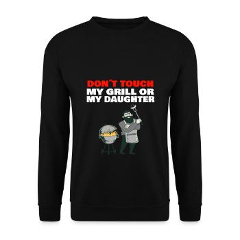 Grill Daughter Dad barbecue father - Unisex Pullover - Schwarz - Vorne - Alina (178cm) & Michal (187cm)