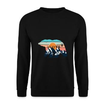 Mountains bear hiking nature mountaineering - Unisex Sweatshirt - black - Front - Alina (178cm) & Michal (187cm)