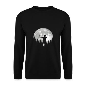 Bogenschießen Frau Shirt für Bogenschützin - Unisex Pullover - Schwarz - Vorne - Alina (178cm) & Michal (187cm)