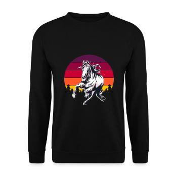Joli étalon équitation chemise cheval - Sweat-shirt Unisexe - noir - Devant - Alina (178cm) & Michal (187cm)