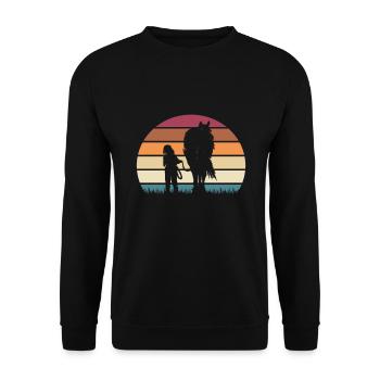 Cheval et fille mignon t-shirt de cheval - Sweat-shirt Unisexe - noir - Devant - Alina (178cm) & Michal (187cm)