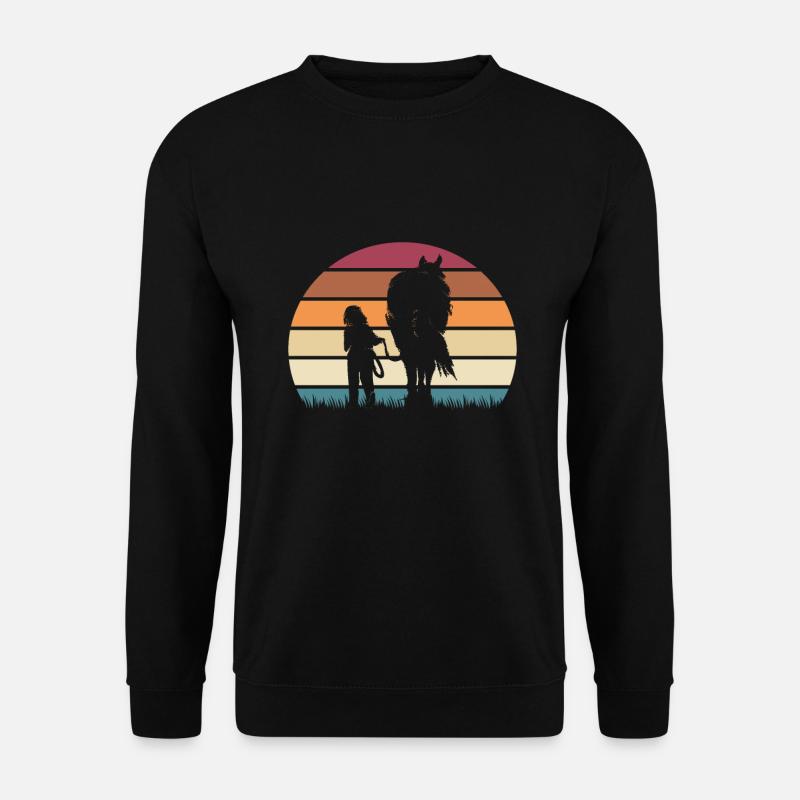 Pferd und Mädchen süßes Pferdeshirt - Unisex Pullover - Schwarz