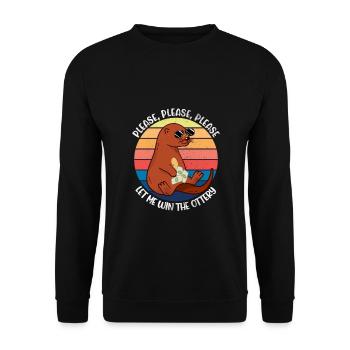 Funny Otter Shirt for Otter Lovers - Unisex Sweatshirt - black - Front - Alina (178cm) & Michal (187cm)