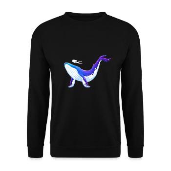 Blauwal und Taucher Design - Unisex Pullover - Schwarz - Vorne - Alina (178cm) & Michal (187cm)