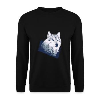 Loup motif nature loups - Sweat-shirt Unisexe - noir - Devant - Alina (178cm) & Michal (187cm)