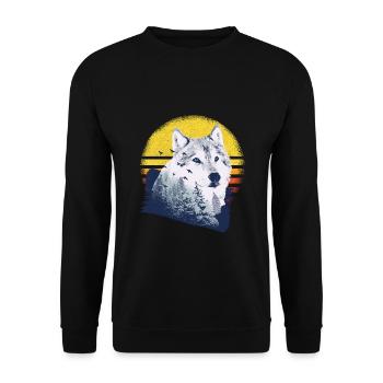 Loup motif nature loups - Sweat-shirt Unisexe - noir - Devant - Alina (178cm) & Michal (187cm)