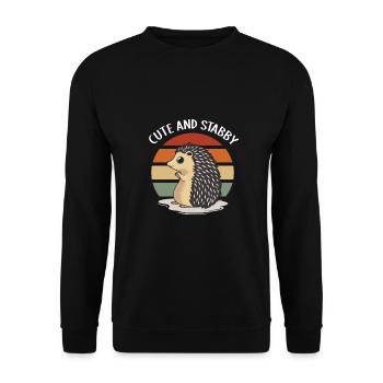 Lustiger Igel Spruch - Unisex Pullover - Schwarz - Vorne - Alina (178cm) & Michal (187cm)