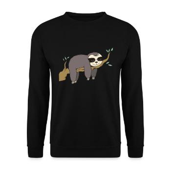 Sloth is lazy on the tree Funny picture - Unisex Sweatshirt - black - Front - Alina (178cm) & Michal (187cm)