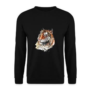Tiger Face Big Tiger Head - Unisex Sweatshirt - black - Front - Alina (178cm) & Michal (187cm)