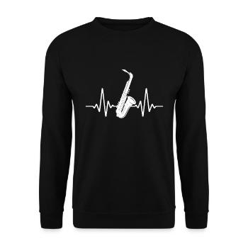 Saxophone Instrument de musique Heartbeat - Sweat-shirt Unisexe - noir - Devant - Alina (178cm) & Michal (187cm)