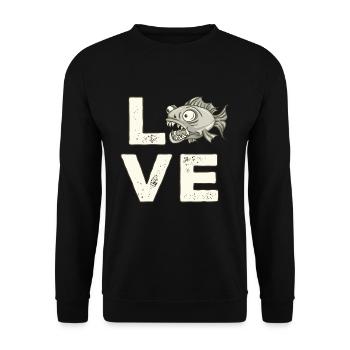 Piranha Geschenk - Unisex Pullover - Schwarz - Vorne - Alina (178cm) & Michal (187cm)