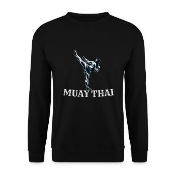 Muay Thai Kämpfer Design - Unisex Pullover - Schwarz - Vorne - Alina (178cm) & Michal (187cm)