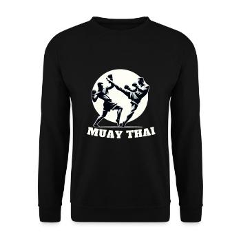 Muay Thai Kämpfer Design - Unisex Pullover - Schwarz - Vorne - Alina (178cm) & Michal (187cm)