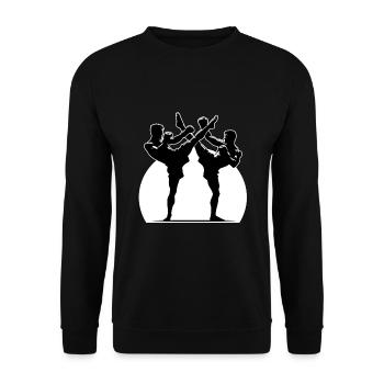 Muay Thai Kämpfer Design - Unisex Pullover - Schwarz - Vorne - Alina (178cm) & Michal (187cm)
