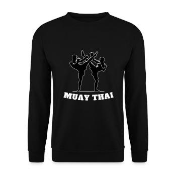 Muay Thai Kämpfer Design - Unisex Pullover - Schwarz - Vorne - Alina (178cm) & Michal (187cm)