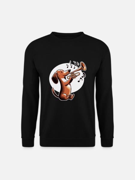 Dachshund playing Trumpet - Unisex Sweatshirt - black