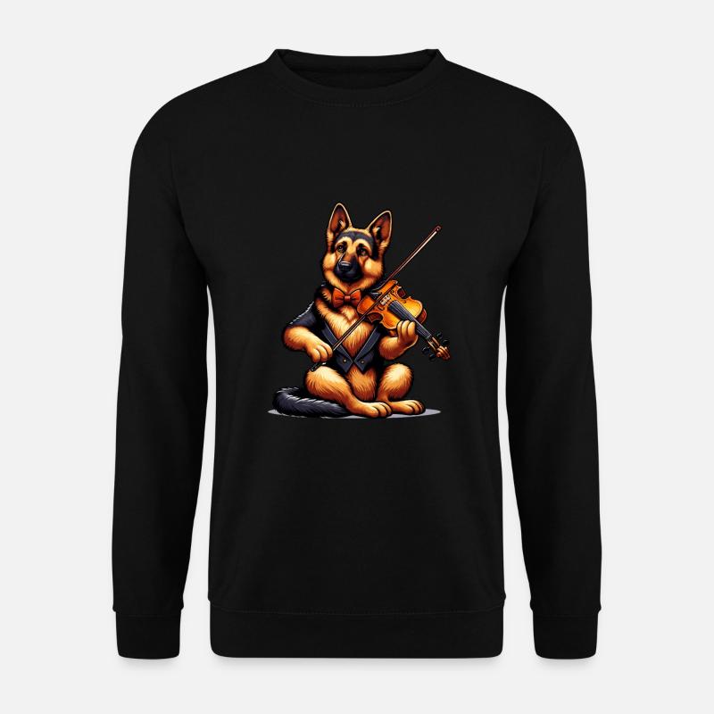 German Shepherd playing violin - Unisex Sweatshirt - black