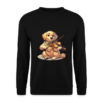 Golden Retriever Plays The Violin - Unisex Sweatshirt - black - Front - Alina (178cm) & Michal (187cm)