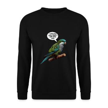 Quäker Papagei Mönch Sittich - Unisex Pullover - Schwarz - Vorne - Alina (178cm) & Michal (187cm)