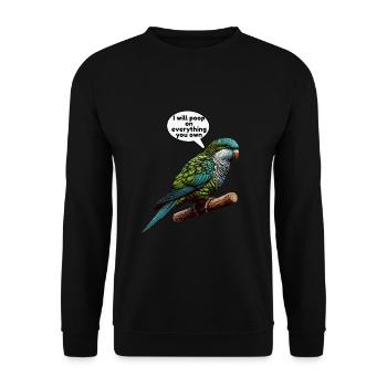 Quäker Papagei Mönch Sittich - Unisex Pullover - Schwarz - Vorne - Alina (178cm) & Michal (187cm)