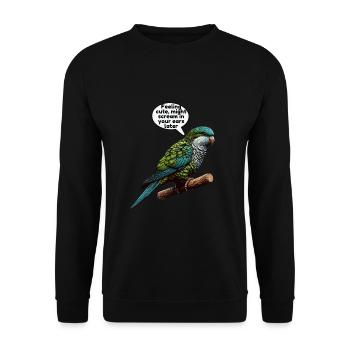 Quäker Papagei Mönch Sittich - Unisex Pullover - Schwarz - Vorne - Alina (178cm) & Michal (187cm)