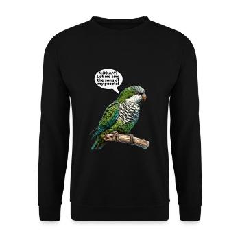Quäker Papagei Mönch Sittich - Unisex Pullover - Schwarz - Vorne - Alina (178cm) & Michal (187cm)