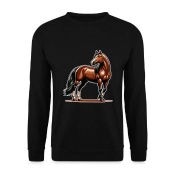 Design de Quarter Horse marron - Sweat-shirt Unisexe - noir - Devant - Alina (178cm) & Michal (187cm)
