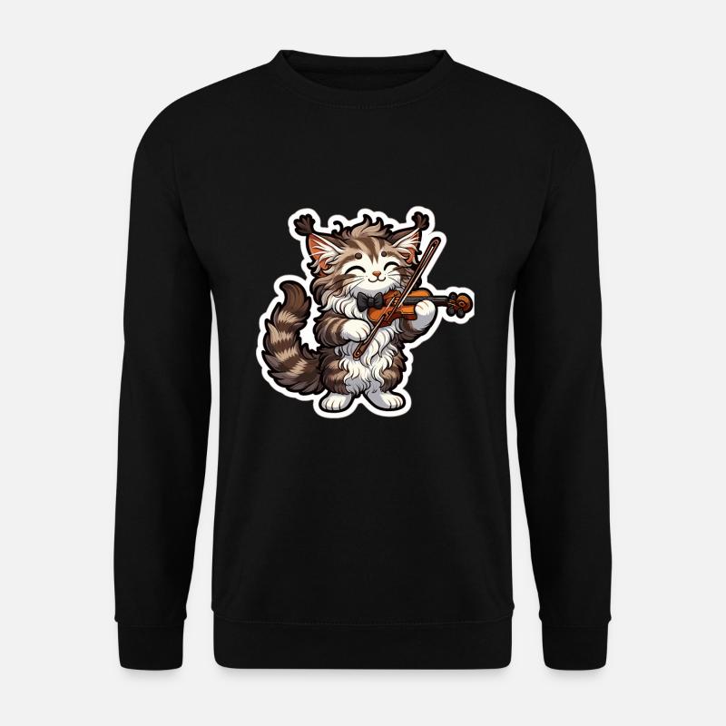 Cute Maine-Coon playing Violin - Unisex Sweatshirt - black