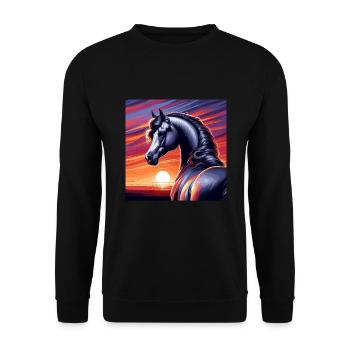 Arabische Pferdezeichnung - Unisex Pullover - Schwarz - Vorne - Alina (178cm) & Michal (187cm)