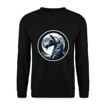 Arabische Pferdekunst - Unisex Pullover - Schwarz - Vorne - Alina (178cm) & Michal (187cm)