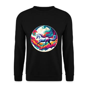 Arabische Pferdekunst - Unisex Pullover - Schwarz - Vorne - Alina (178cm) & Michal (187cm)