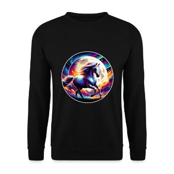 Arabische Pferdekunst - Unisex Pullover - Schwarz - Vorne - Alina (178cm) & Michal (187cm)