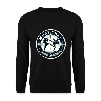 Muay Thai Illustration - Unisex Sweatshirt - black - Front - Alina (178cm) & Michal (187cm)