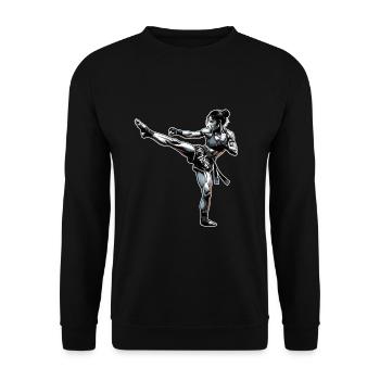 Muay Thai Woman - Unisex Sweatshirt - black - Front - Alina (178cm) & Michal (187cm)