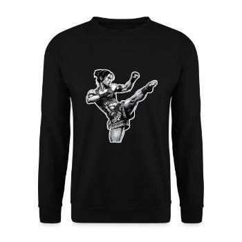 Muay Thai Woman - Unisex Sweatshirt - black - Front - Alina (178cm) & Michal (187cm)