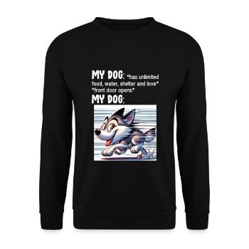 Lustiges Husky-Meme - Unisex Pullover - Schwarz - Vorne - Alina (178cm) & Michal (187cm)