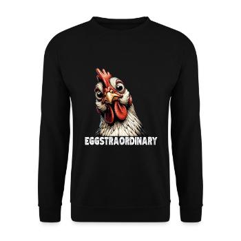 Lustiges Huhn Huhn Lustiges Bild - Unisex Pullover - Schwarz - Vorne - Alina (178cm) & Michal (187cm)