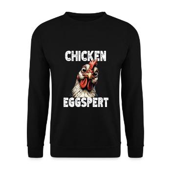 Lustiges Huhn Huhn Lustiges Bild - Unisex Pullover - Schwarz - Vorne - Alina (178cm) & Michal (187cm)