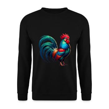 Beautiful Rooster Image - Unisex Sweatshirt - black - Front - Alina (178cm) & Michal (187cm)