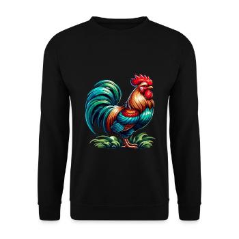 Beautiful Rooster Image - Unisex Sweatshirt - black - Front - Alina (178cm) & Michal (187cm)