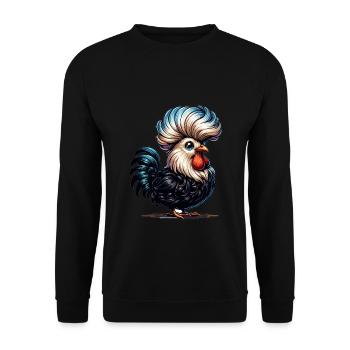 Polish Crested Chicken Polish Chicken - Unisex Sweatshirt - black - Front - Alina (178cm) & Michal (187cm)