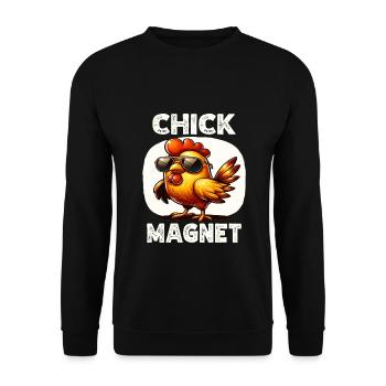 Lustiges Huhn Huhn Lustiges Bild - Unisex Pullover - Schwarz - Vorne - Alina (178cm) & Michal (187cm)