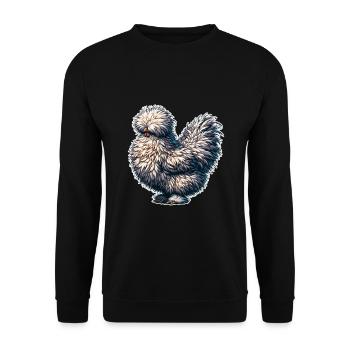 Silkie Chicken Fluffy Silky Chicken Drawing - Unisex Sweatshirt - black - Front - Alina (178cm) & Michal (187cm)